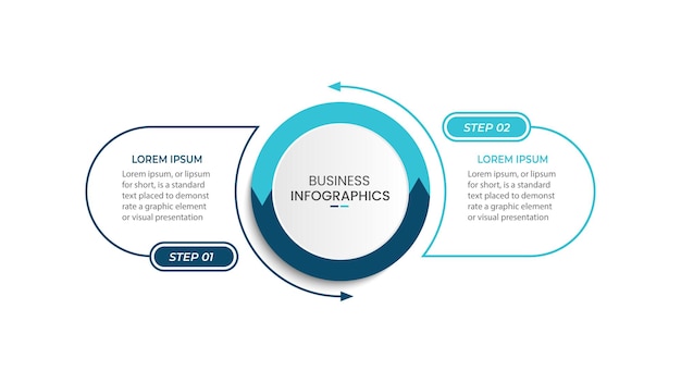 Vector infographic thin line design with marketing icons Business concept with 2 options