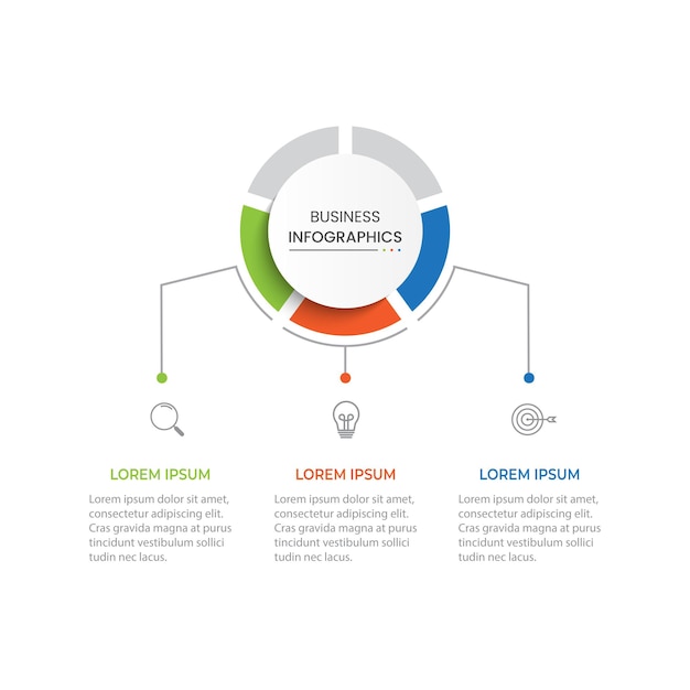 Vector vector infographic thin line design with marketing icons business concept with 3 options steps