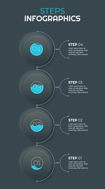 Vector infographic trendy lineair en neomorf ontwerp van opties of stappen. stap voor stap infographics. neomorfisme