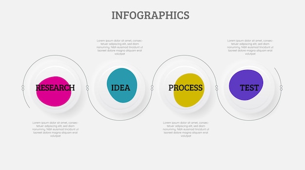 Vector vector infographic trendy lineair en neomorf ontwerp van opties of stappen. stap voor stap infographics. neomorfisme