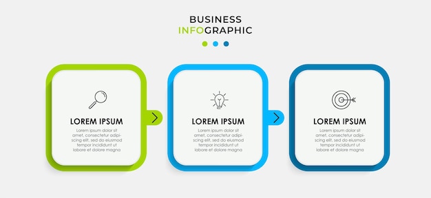 Vector infographic zakelijke ontwerpsjabloon met pictogrammen en 3 opties of stappen