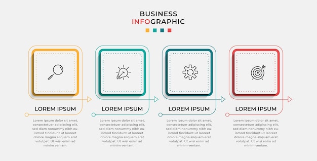 Vector infographic zakelijke ontwerpsjabloon met pictogrammen en 4 opties of stappen