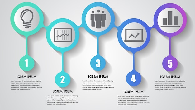 Vector infographics business five steps timeline