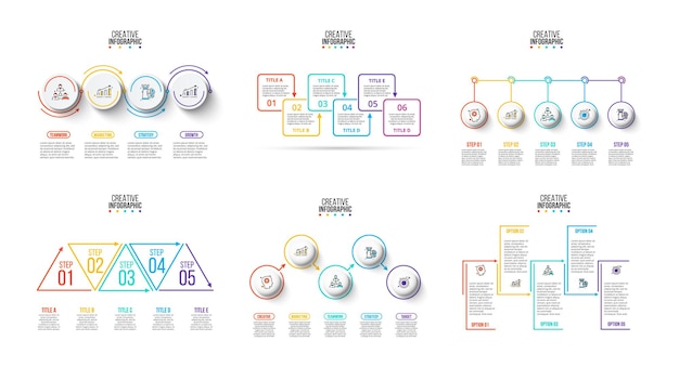 Vector infographics set Business concept with 4 and 5 options parts steps or processes