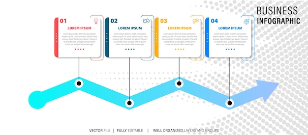 Vector vector infographics timeline design template with line boxes label integrated circles background t