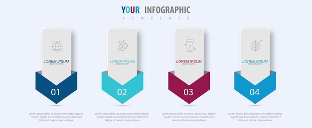 Vector infographics with options steps or processes can be used for flow charts presentations