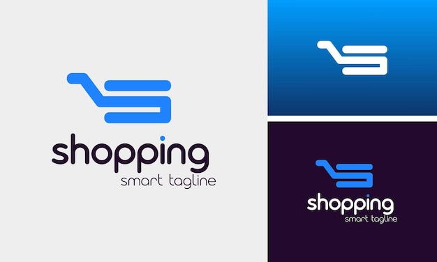 ショッピングカートの抽象的なロゴデザインのベクトルイニシャル文字S