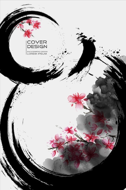 vector ink background with brush strokes style design