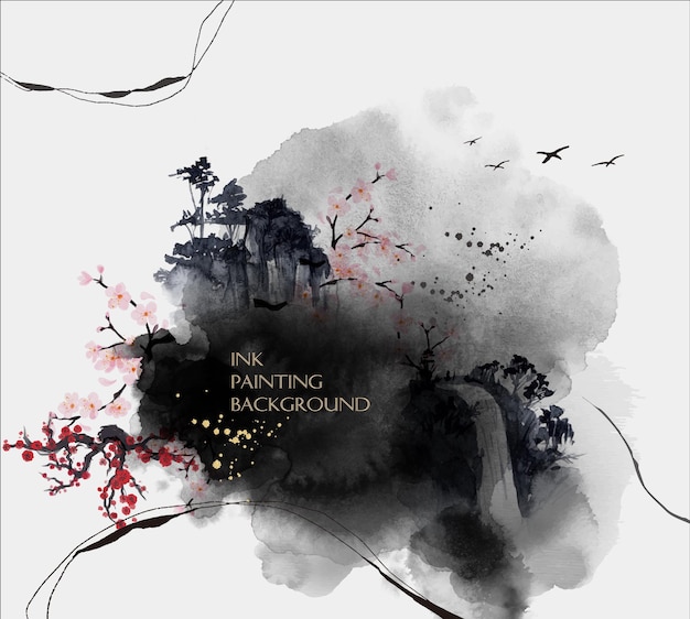 vector ink painting style design