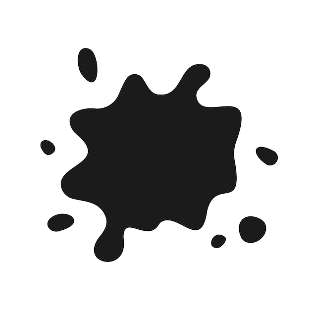 Vector inkt splat pictogram. Verf splash monochroom plat symbool geïsoleerd. Spot teken, logo afbeelding.