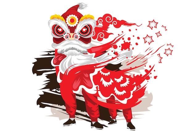 Vector inkt stijl illustratie traditionele Chinese Lion Dance Festival achtergrond