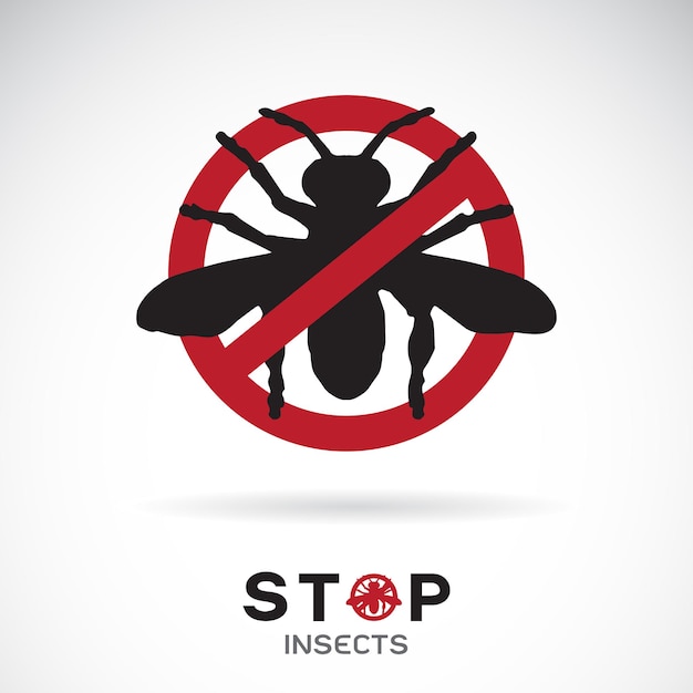 Vector of insects in red stop sign on white background. Insect logo or icon. Animal. Easy editable layered vector illustration.