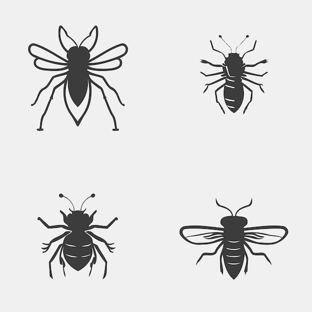 Vector insects set silhouette hand drawn sketch vector illustration beetles dragonfly spider