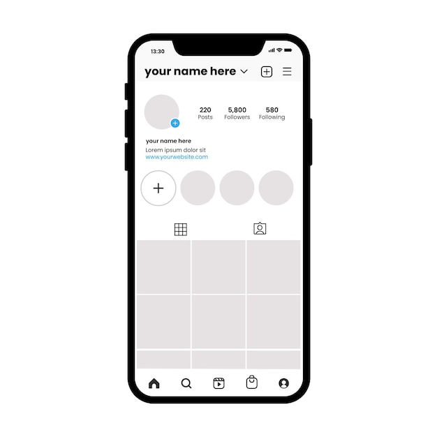 Vettore vector instagram dark mode ui ux template