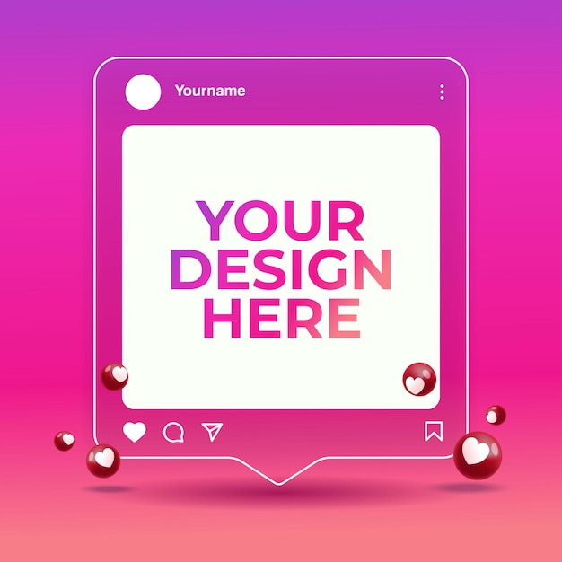 Vector vector instagram post mockup met liefdescommentaar