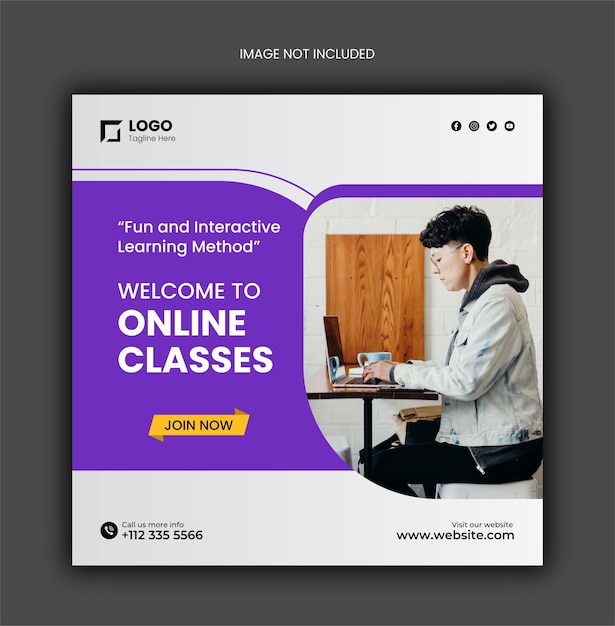 Vector vector institute education online social media post template