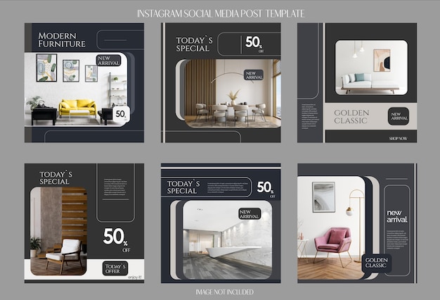 Vector interior or furniture design on social media template