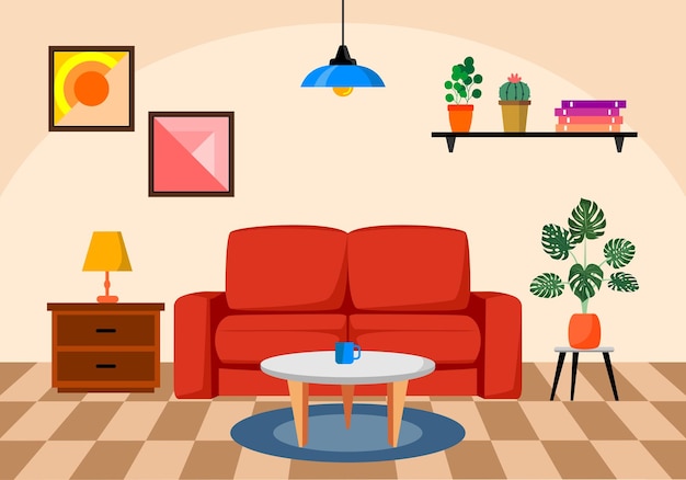 Vector vector interior living room design