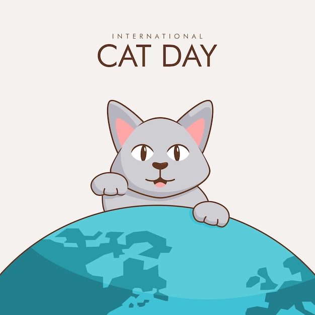 vector international cat day poster template