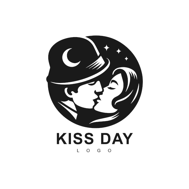 Vector international kissing day illustration in paper style logo