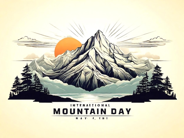 Vector International mountain day text for poster design isolated