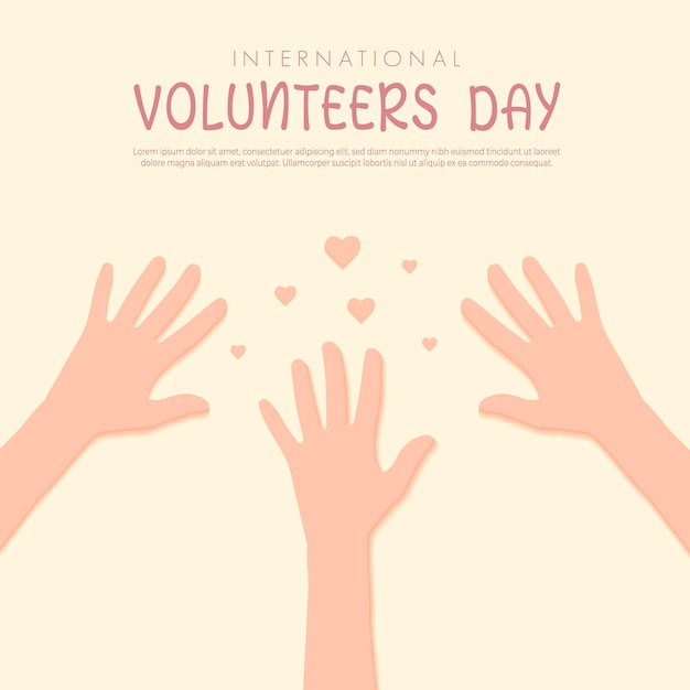 vector international volunteers day hand together banner design vector