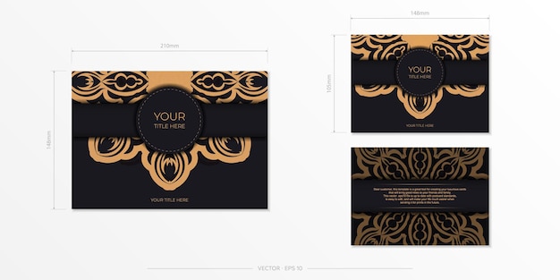 Вектор пригласительный билет с греческим орнаментом. стильный дизайн открытки в черном цвете с винтажем