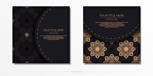 Vector invitation card with greek patterns.stylish ready to print postcard design in black color with vintage