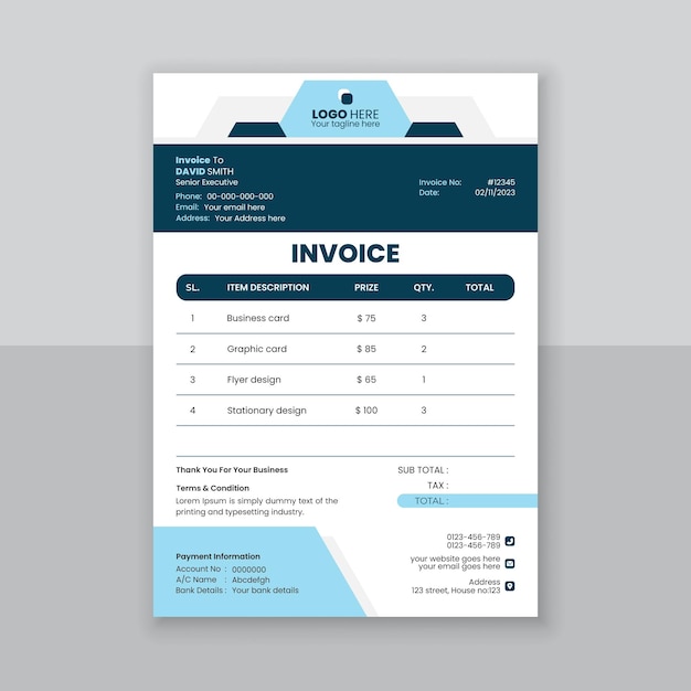 Vector vector invoice design template