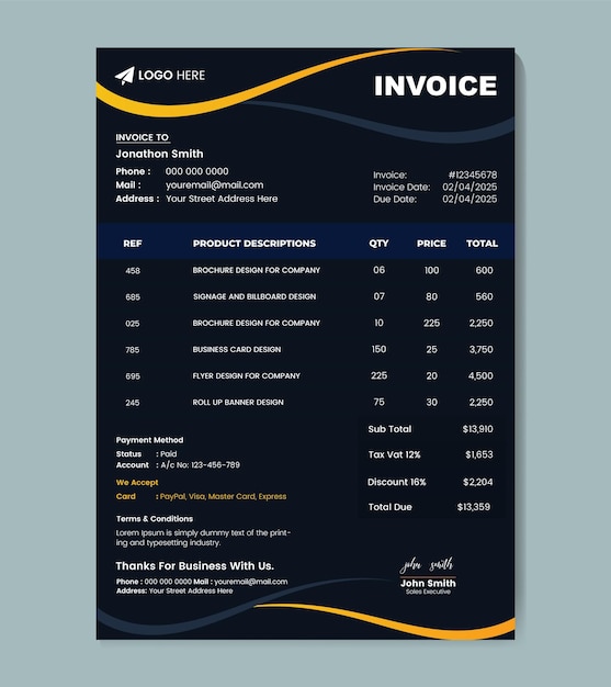 Vector invoice design template