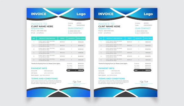 Vector vector invoice design template