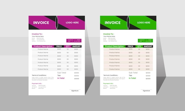 vector invoice template design