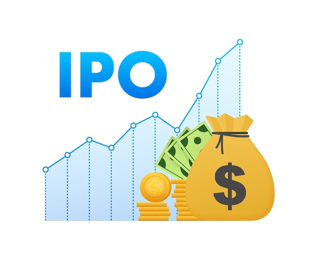 Vector ipo initial public offering concept in flat style investment and strategy icon