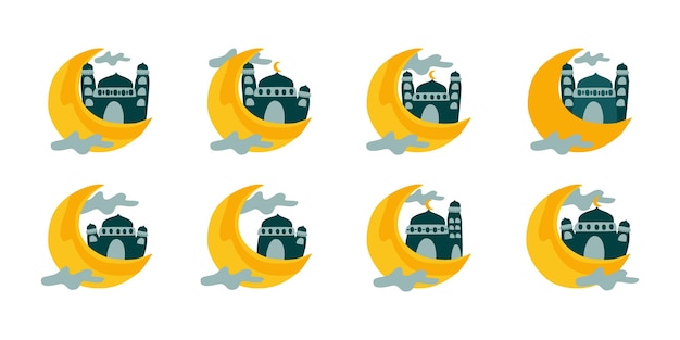 Vector islamic flat mosque silhouette