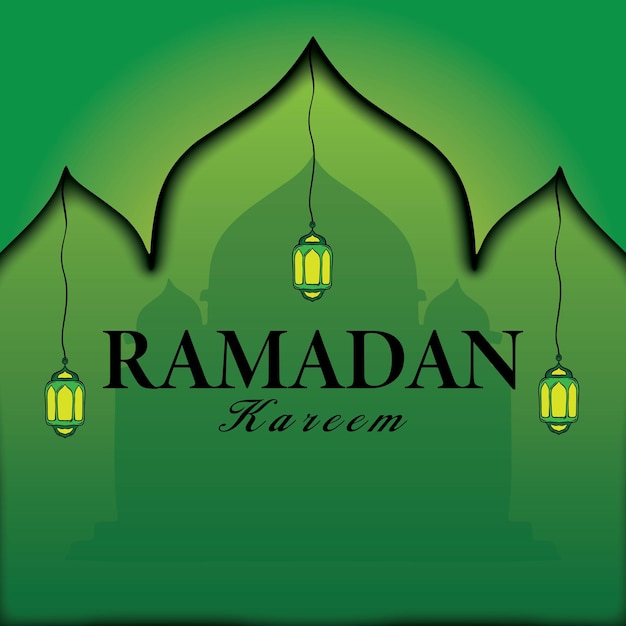 Vector vector islamic greetings ramadan kareem yellow green background card design