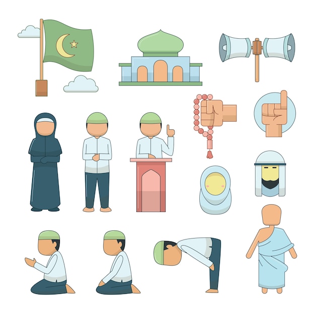 Set di icone vettoriali islamici.