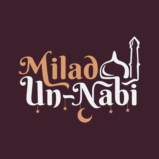 vector islamic milad un nabi festival text design flat