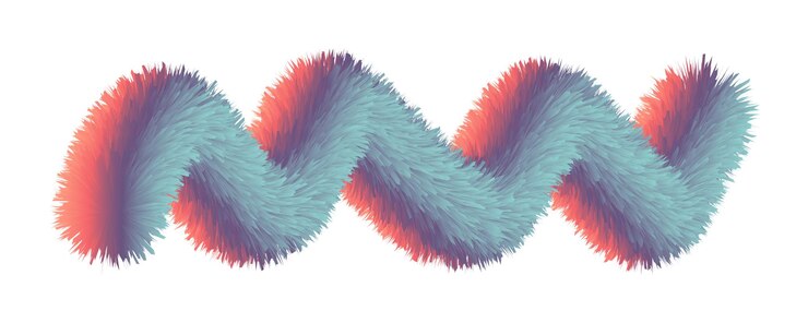 Векторный изолированный 3d мех простой формы 3d волновой зигзагообразный вектор, изолированный с градиентом