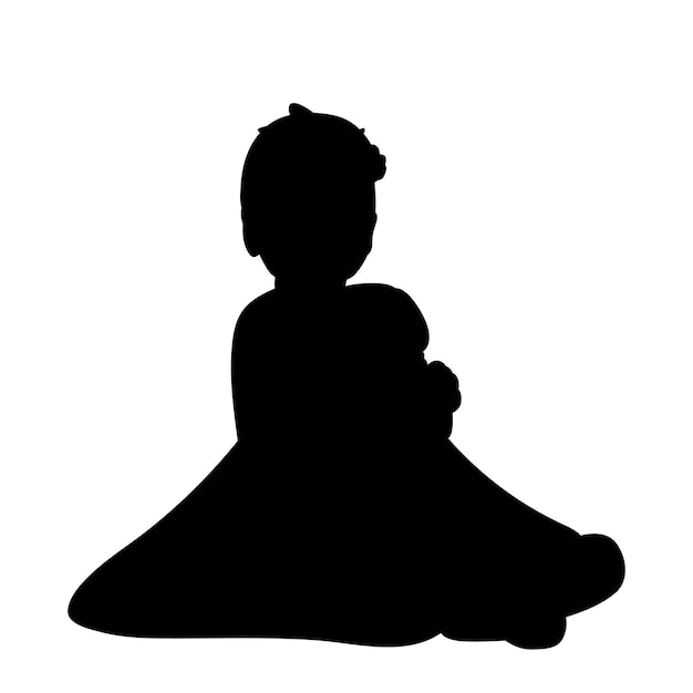 Vector vector, isolated, black silhouette baby in dress