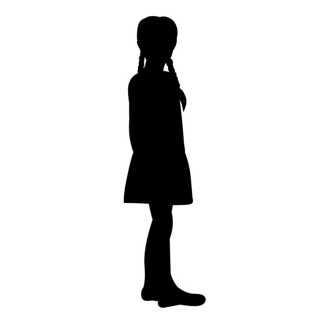 Vector vector isolated black silhouette child girl in a cap
