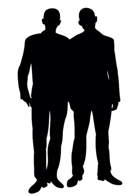 Vector vector, isolated, black silhouette male friends