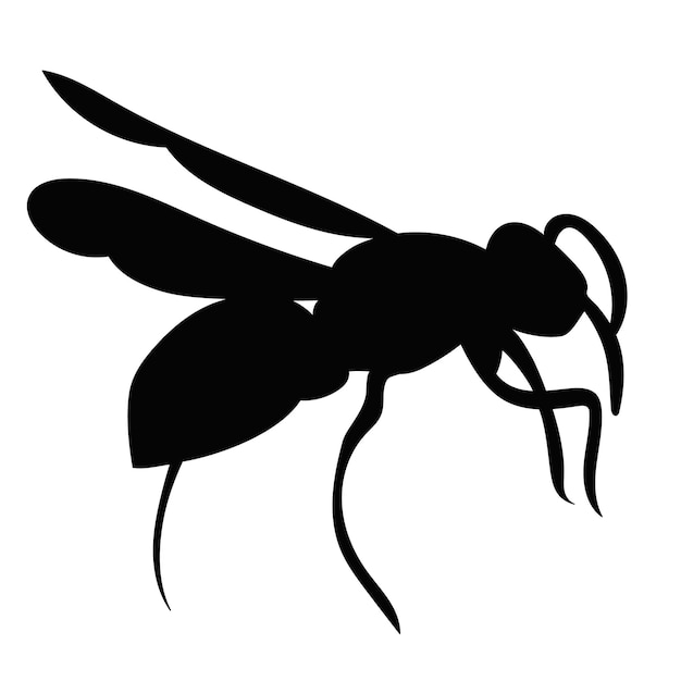 Vector isolated black silhouette of wasp bee