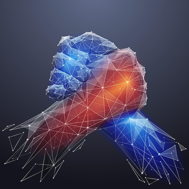 Vector vector isolated brotherly handshake low poly wireframe and points