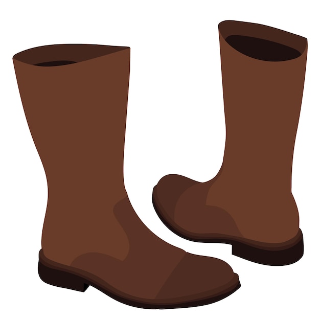Vector isolated brown boots on white background