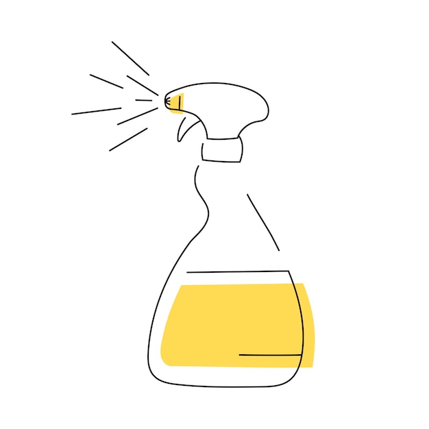 Vector isolated cleaning detergent spray line icon