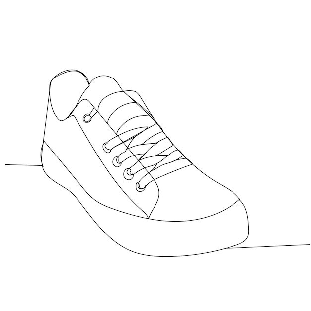 Vector isolated continuous line drawing of sneakers