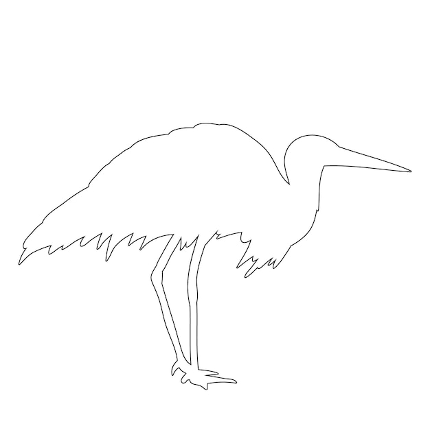 Vector isolated contour bird stork