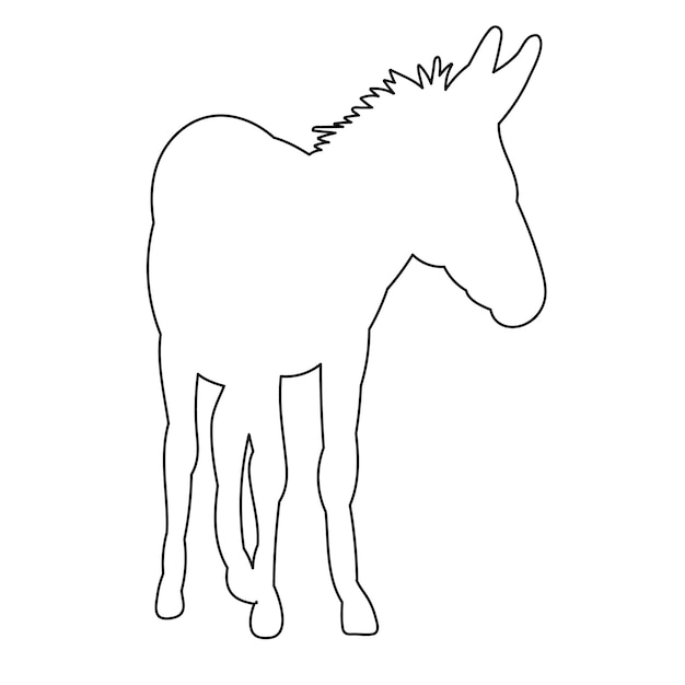 Vector isolated contour of a donkey