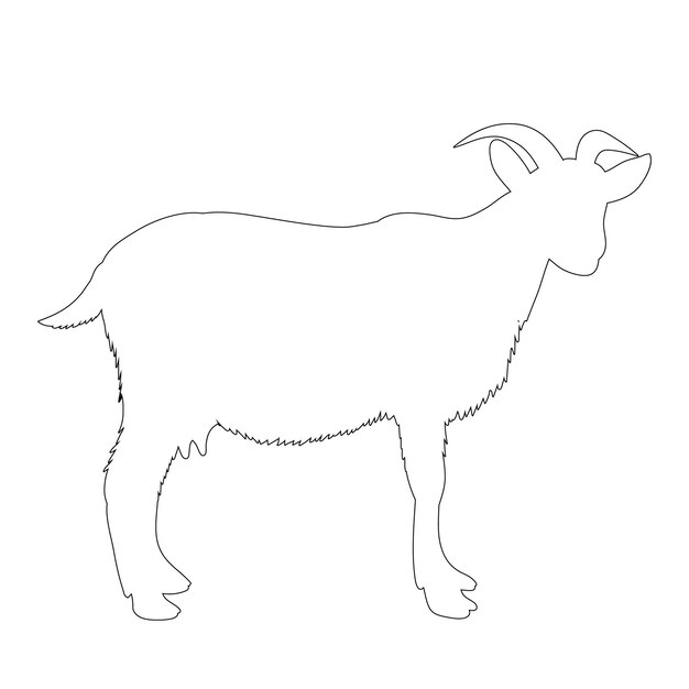 Vettore il contorno isolato del vettore è una capra su uno sfondo bianco