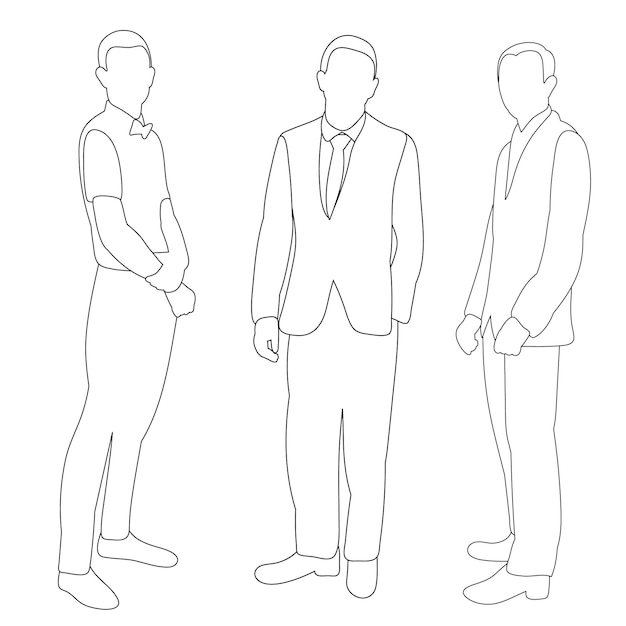 Vector vector isolated contour sketch of a man stands
